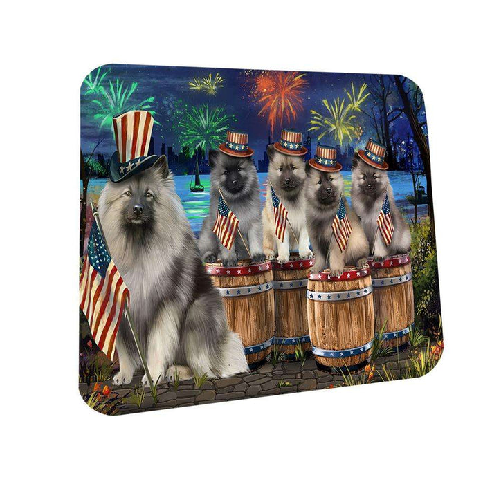 4th of July Independence Day Fireworks Keeshonds at the Lake Coasters Set of 4 CST50999