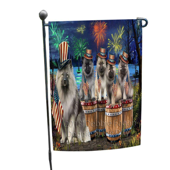 4th of July Independence Day Fireworks Keeshonds at the Lake Garden Flag GFLG50962