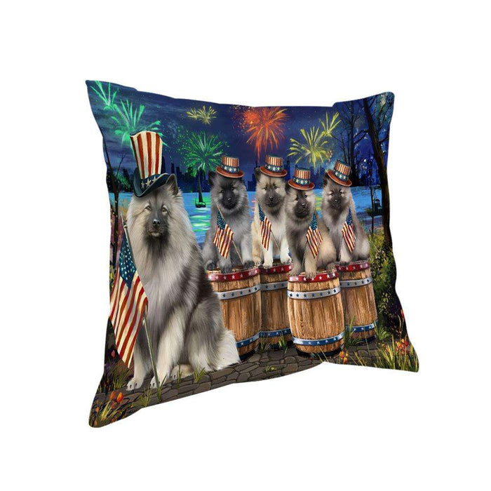 4th of July Independence Day Fireworks Keeshonds at the Lake Pillow PIL60224