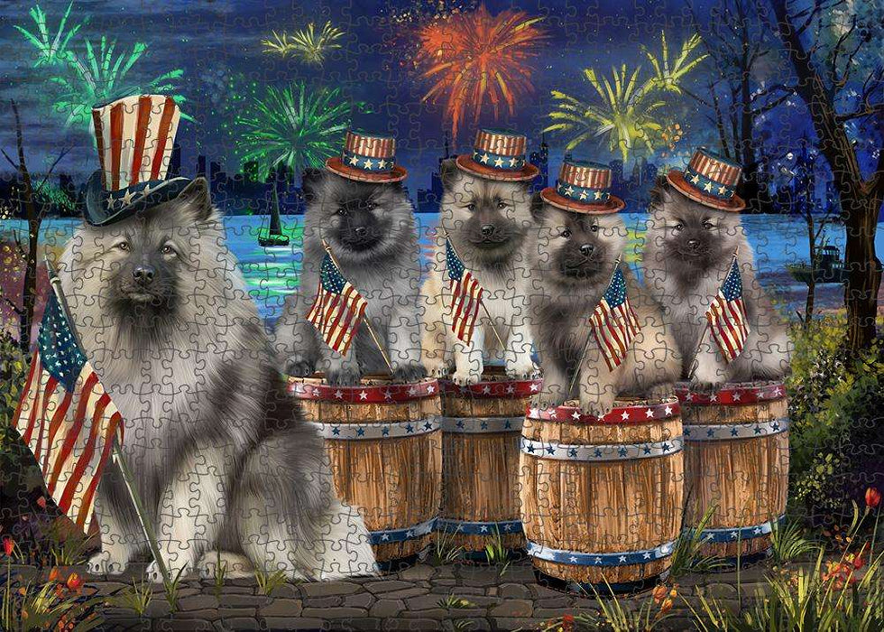 4th of July Independence Day Fireworks Keeshonds at the Lake Puzzle with Photo Tin PUZL56982