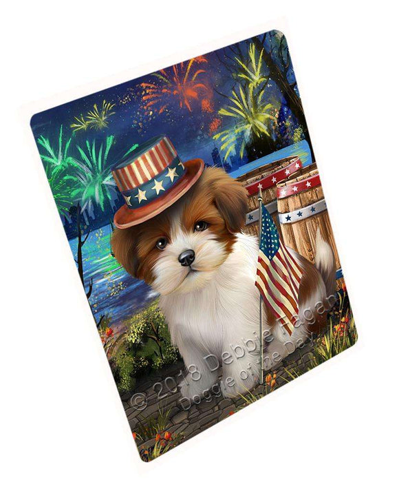 4th of July Independence Day Fireworks Lhasa Apso Dog at the Lake Blanket BLNKT74883