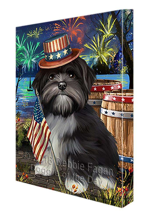 4th of July Independence Day Fireworks Lhasa Apso Dog at the Lake Canvas Print Wall Art Décor CVS75383