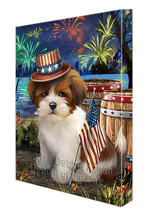 4th of July Independence Day Fireworks Lhasa Apso Dog at the Lake Canvas Print Wall Art Décor CVS75392