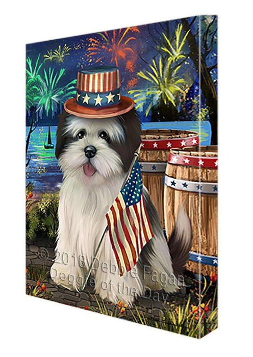 4th of July Independence Day Fireworks Lhasa Apso Dog at the Lake Canvas Print Wall Art Décor CVS75401