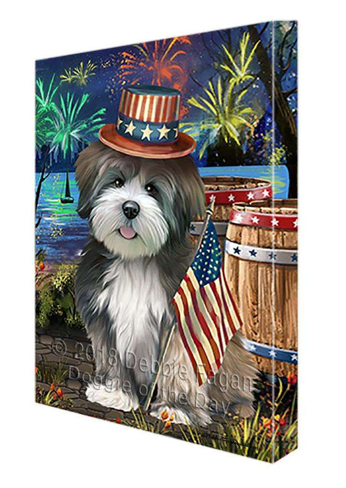 4th of July Independence Day Fireworks Lhasa Apso Dog at the Lake Canvas Print Wall Art Décor CVS75410