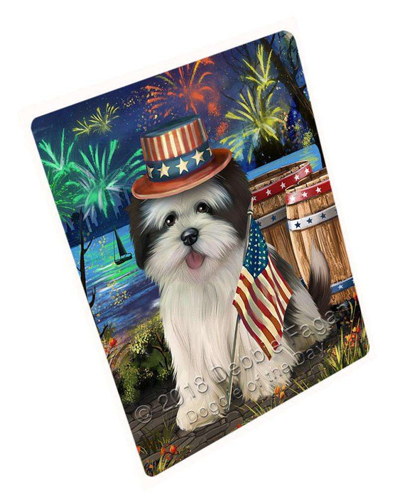 4th of July Independence Day Fireworks Lhasa Apso Dog at the Lake Cutting Board C56961
