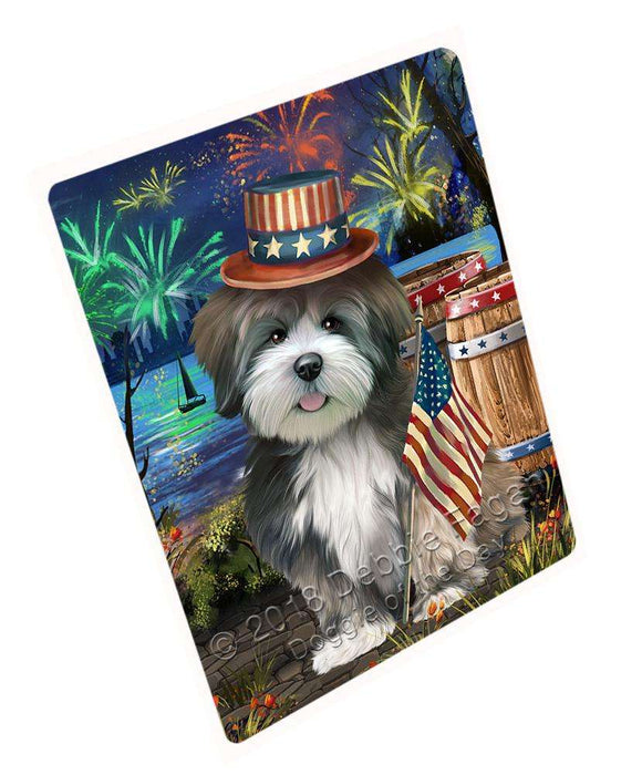 4th of July Independence Day Fireworks Lhasa Apso Dog at the Lake Cutting Board C56964
