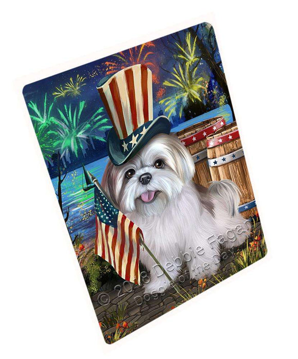 4th of July Independence Day Fireworks Lhasa Apso Dog at the Lake Cutting Board C56967