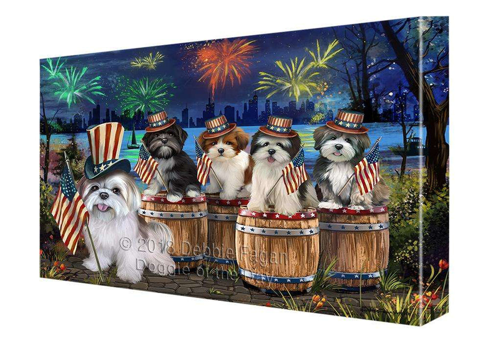 4th of July Independence Day Fireworks Lhasa Apsos at the Lake Canvas Print Wall Art Décor CVS75959