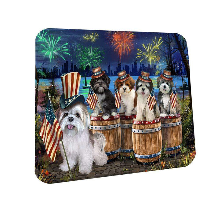 4th of July Independence Day Fireworks Lhasa Apsos at the Lake Coasters Set of 4 CST51000