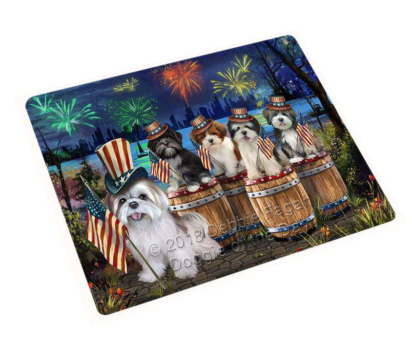 4th of July Independence Day Fireworks Lhasa Apsos at the Lake Cutting Board C57147