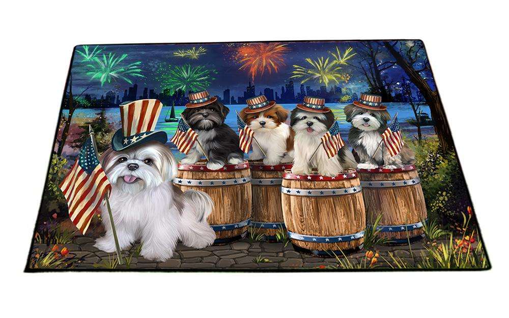 4th of July Independence Day Fireworks Lhasa Apsos at the Lake Floormat FLMS50949