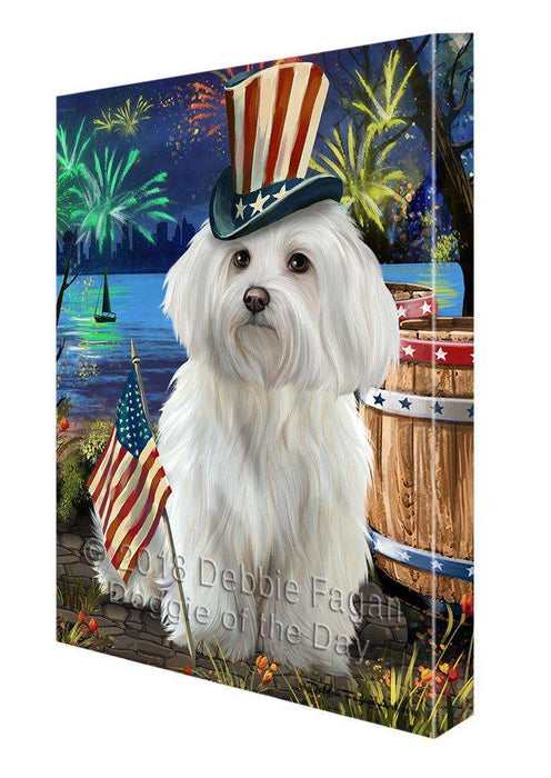 4th of July Independence Day Fireworks Maltese Dog at the Lake Canvas Print Wall Art Décor CVS77237