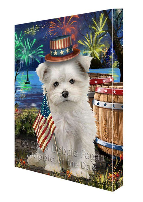 4th of July Independence Day Fireworks Maltese Dog at the Lake Canvas Print Wall Art Décor CVS77255