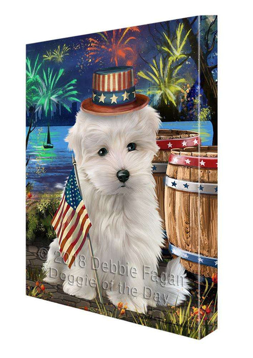 4th of July Independence Day Fireworks Maltese Dog at the Lake Canvas Print Wall Art Décor CVS77264
