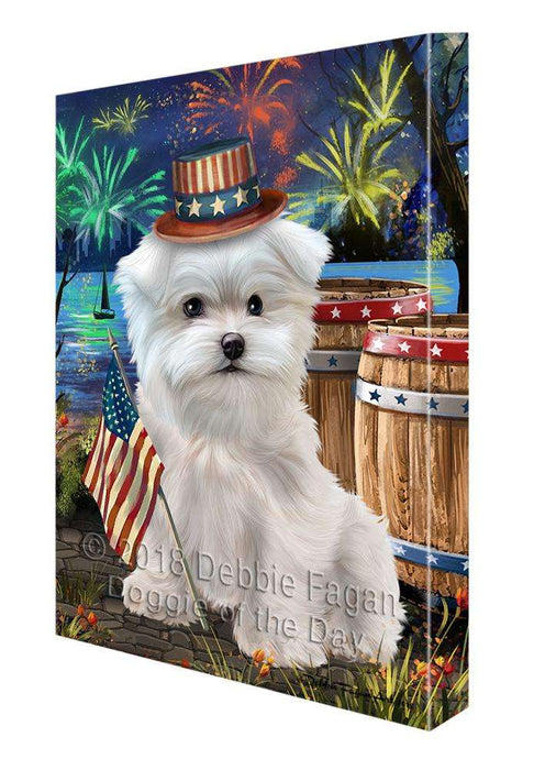 4th of July Independence Day Fireworks Maltese Dog at the Lake Canvas Print Wall Art Décor CVS77273