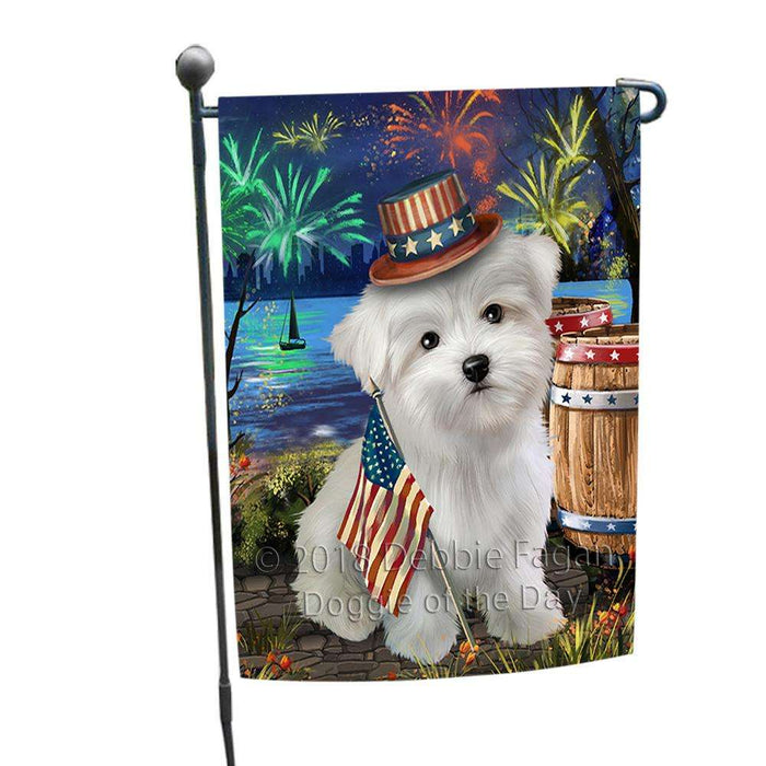 4th of July Independence Day Fireworks Maltese Dog at the Lake Garden Flag GFLG51106