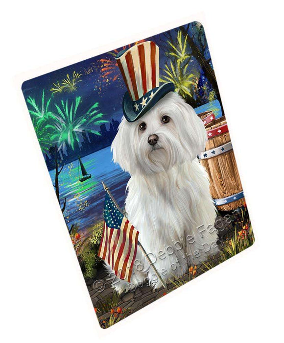 4th of July Independence Day Fireworks Maltese Dog at the Lake Large Refrigerator / Dishwasher Magnet RMAG67146