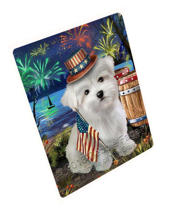 4th of July Independence Day Fireworks Maltese Dog at the Lake Large Refrigerator / Dishwasher Magnet RMAG67152