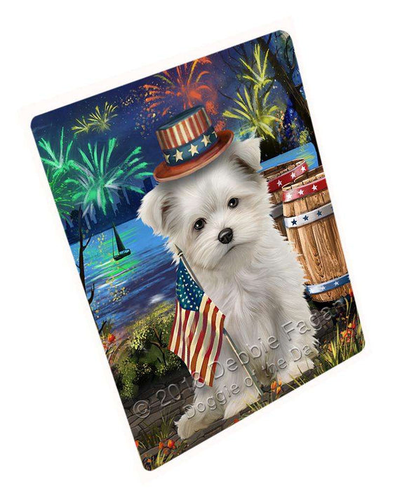 4th of July Independence Day Fireworks Maltese Dog at the Lake Large Refrigerator / Dishwasher Magnet RMAG67158