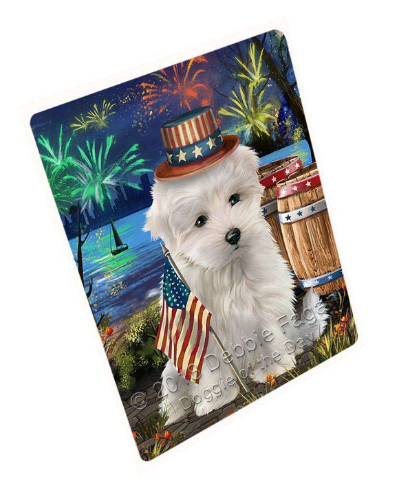 4th of July Independence Day Fireworks Maltese Dog at the Lake Large Refrigerator / Dishwasher Magnet RMAG67164