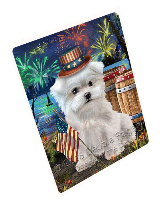 4th of July Independence Day Fireworks Maltese Dog at the Lake Large Refrigerator / Dishwasher Magnet RMAG67170