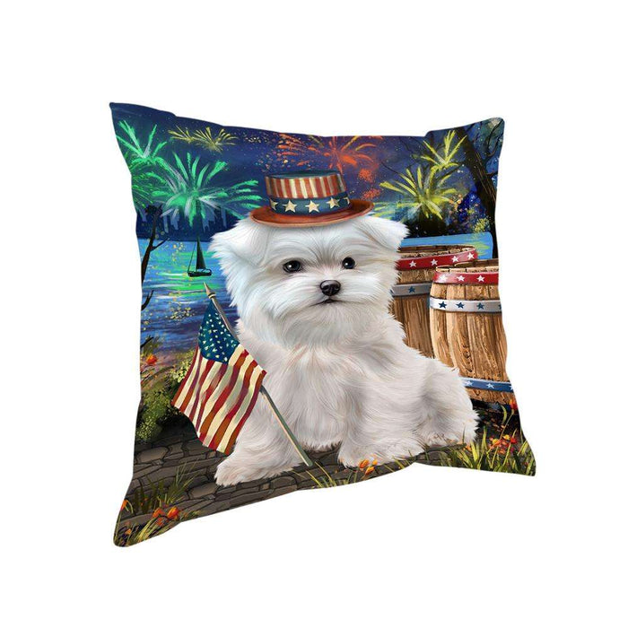4th of July Independence Day Fireworks Maltese Dog at the Lake Pillow PIL60812