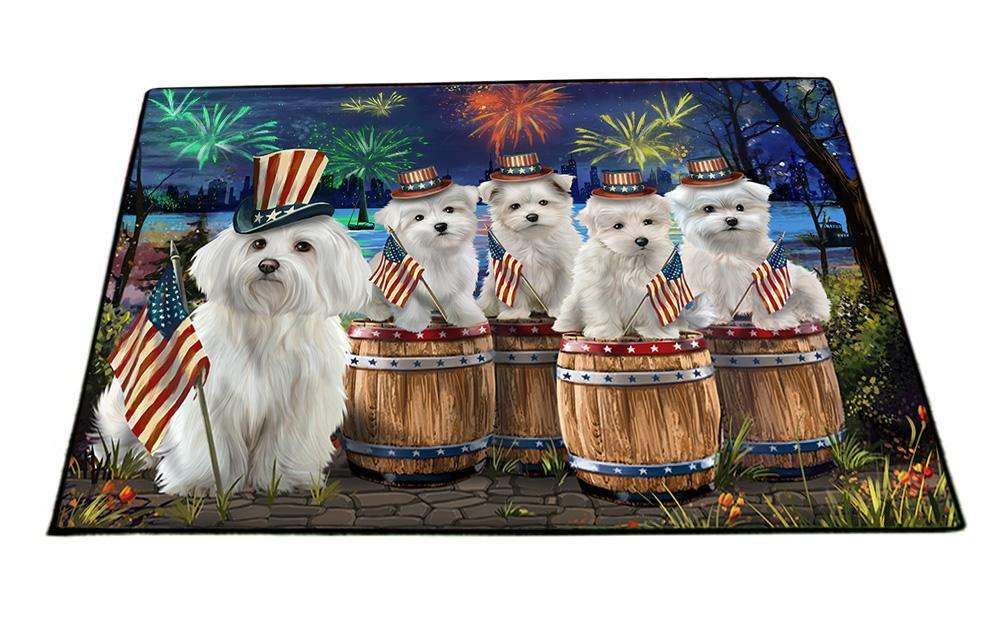 4th of July Independence Day Fireworks Malteses at the Lake Floormat FLMS50952