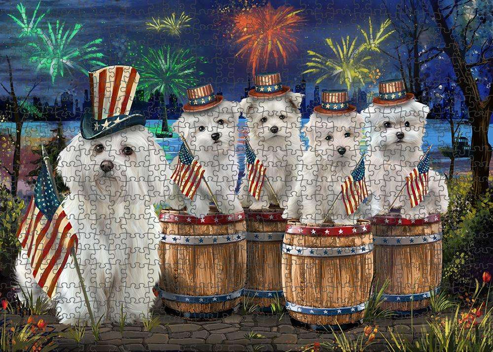 4th of July Independence Day Fireworks Malteses at the Lake Puzzle with Photo Tin PUZL56988
