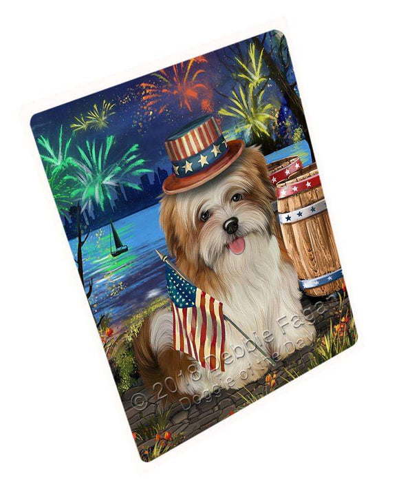 4th of July Independence Day Fireworks Malti tzu Dog at the Lake Blanket BLNKT76782