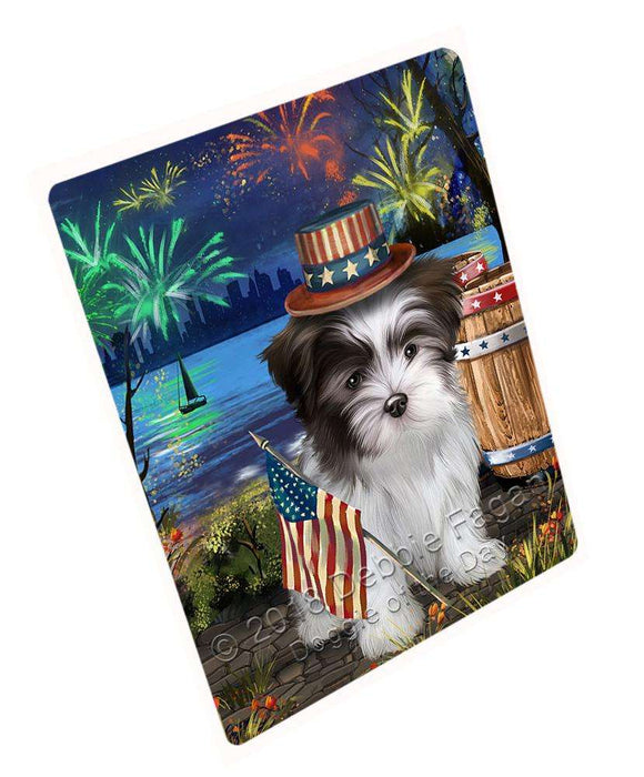 4th of July Independence Day Fireworks Malti tzu Dog at the Lake Blanket BLNKT76791