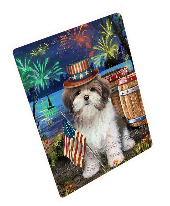 4th of July Independence Day Fireworks Malti tzu Dog at the Lake Blanket BLNKT76800