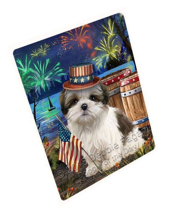 4th of July Independence Day Fireworks Malti tzu Dog at the Lake Blanket BLNKT76809