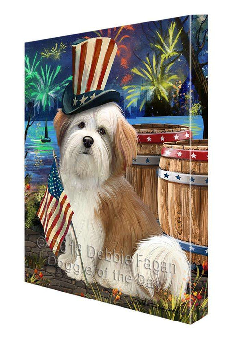 4th of July Independence Day Fireworks Malti tzu Dog at the Lake Canvas Print Wall Art Décor CVS77282