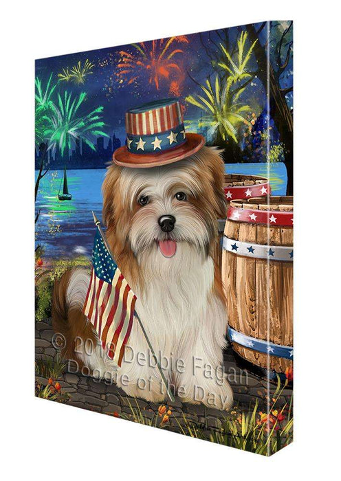 4th of July Independence Day Fireworks Malti tzu Dog at the Lake Canvas Print Wall Art Décor CVS77291