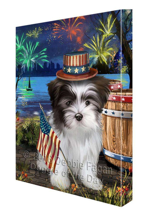 4th of July Independence Day Fireworks Malti tzu Dog at the Lake Canvas Print Wall Art Décor CVS77300