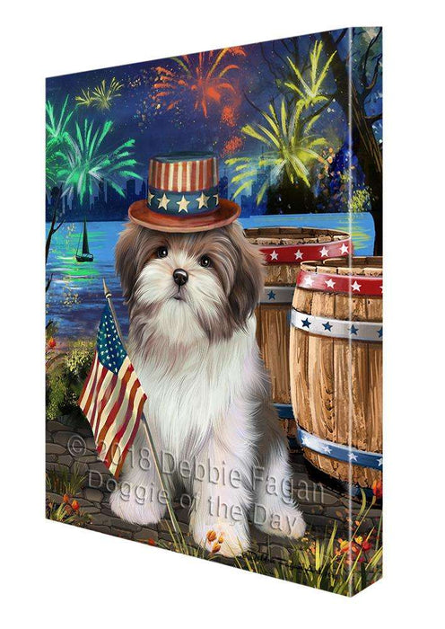4th of July Independence Day Fireworks Malti tzu Dog at the Lake Canvas Print Wall Art Décor CVS77309