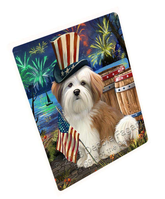 4th Of July Independence Day Fireworks Malti Tzu Dog At The Lake Magnet Mini (3.5" x 2") MAG57588