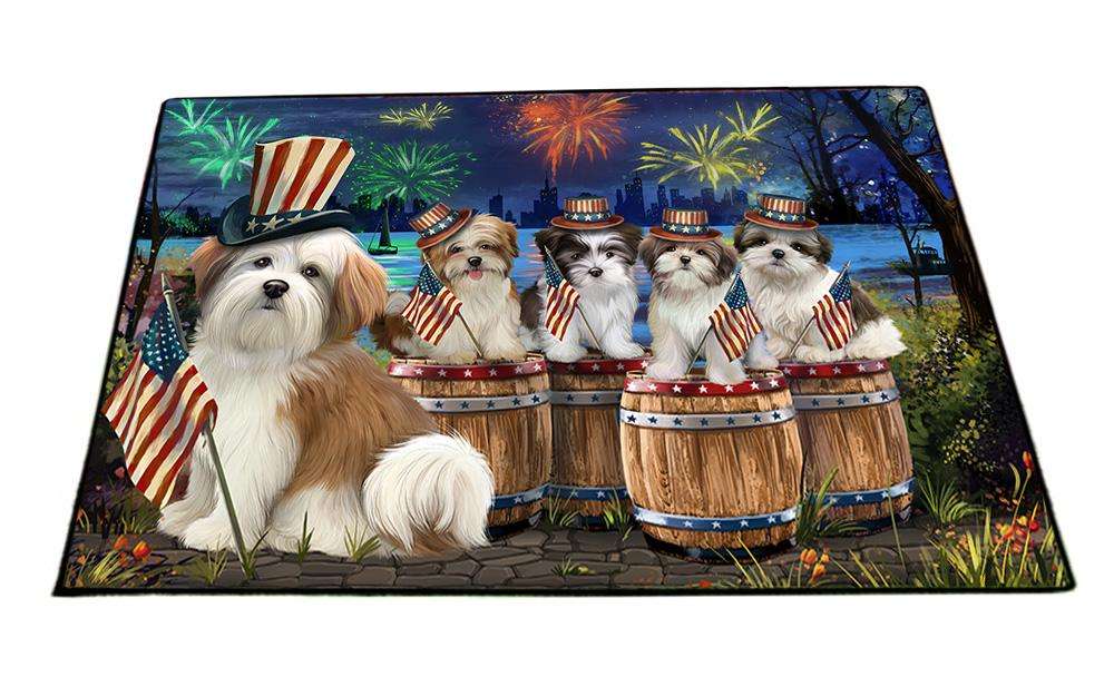 4th of July Independence Day Fireworks Malti Tzus at the Lake Floormat FLMS50955