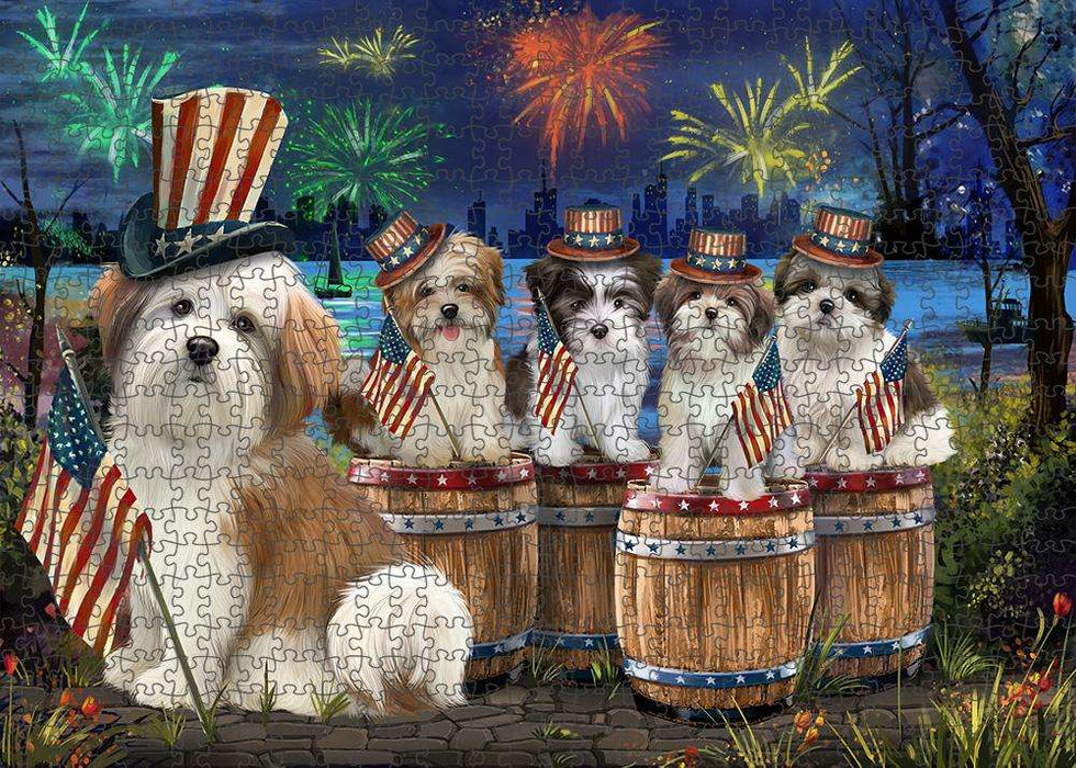 4th of July Independence Day Fireworks Malti Tzus at the Lake Puzzle with Photo Tin PUZL56991