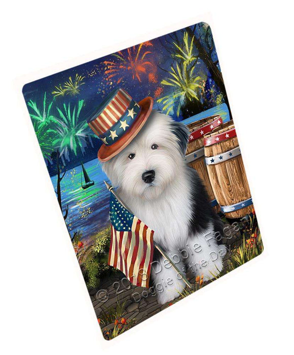 4th of July Independence Day Fireworks Old English Sheepdog at the Lake Cutting Board C56973
