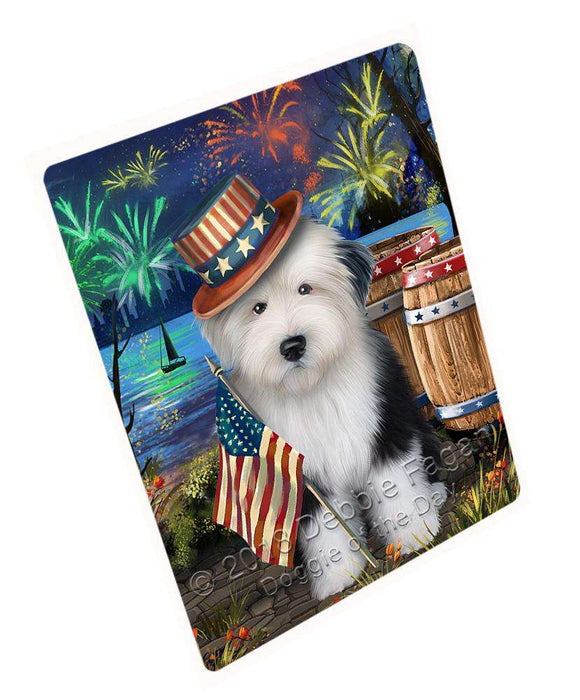 4th of July Independence Day Fireworks Old English Sheepdog at the Lake Large Refrigerator / Dishwasher Magnet RMAG65946