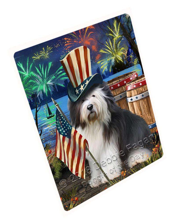 4th Of July Independence Day Fireworks Old English Sheepdog At The Lake Magnet Mini (3.5" x 2") MAG56970