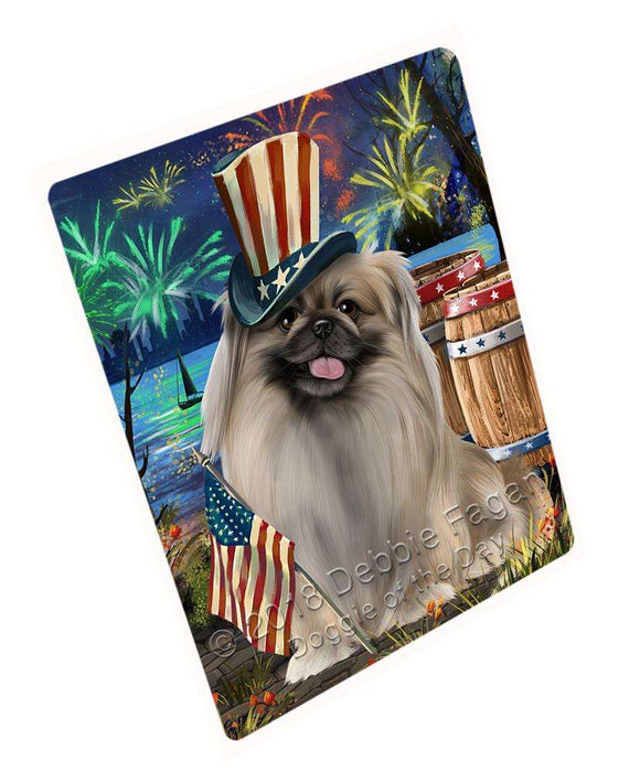 4th of July Independence Day Fireworks Pekingese Dog at the Lake Blanket BLNKT76818