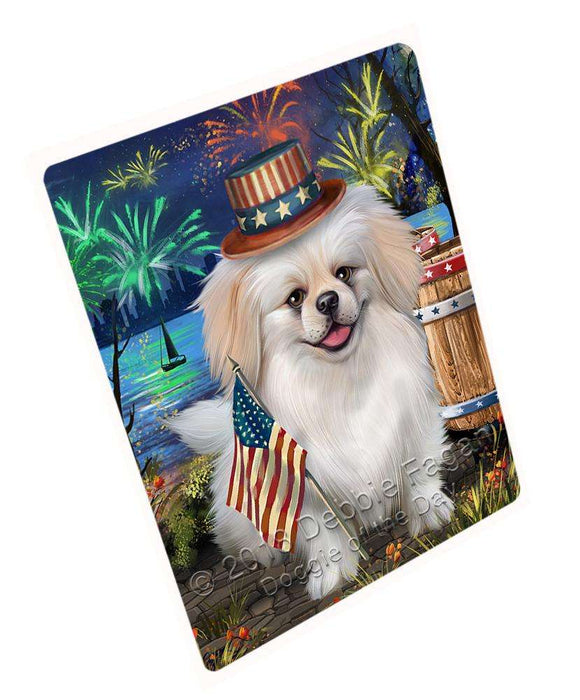 4th of July Independence Day Fireworks Pekingese Dog at the Lake Blanket BLNKT76836