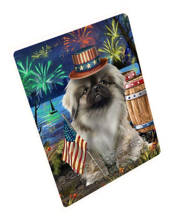 4th of July Independence Day Fireworks Pekingese Dog at the Lake Blanket BLNKT76845