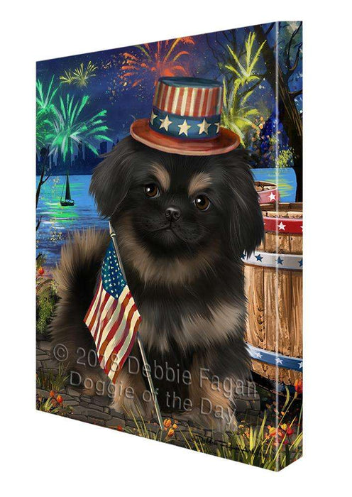 4th of July Independence Day Fireworks Pekingese Dog at the Lake Canvas Print Wall Art Décor CVS77336
