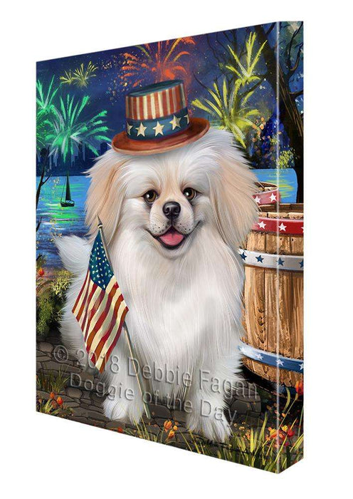 4th of July Independence Day Fireworks Pekingese Dog at the Lake Canvas Print Wall Art Décor CVS77345
