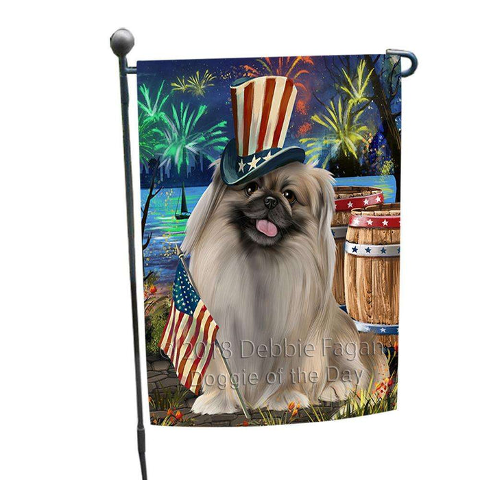 4th of July Independence Day Fireworks Pekingese Dog at the Lake Garden Flag GFLG51115