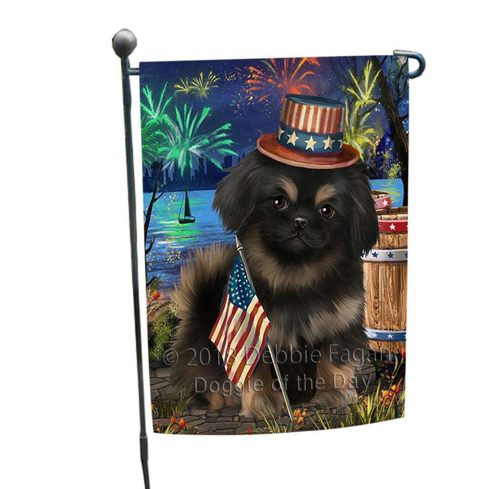 4th of July Independence Day Fireworks Pekingese Dog at the Lake Garden Flag GFLG51116